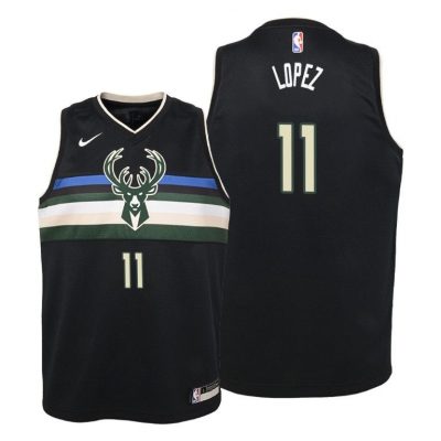 Youth Milwaukee Bucks 2019-20 Brook Lopez #11 Statement Black Jersey