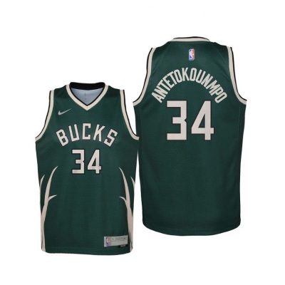 Youth Milwaukee Bucks Giannis Antetokounmpo Youth 2021 Earned Edition Green Jersey