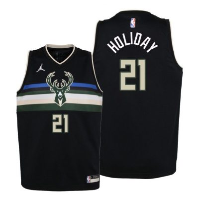 Youth Milwaukee Bucks Jrue Holiday Youth 2020-21 Statement Edition Black Jersey