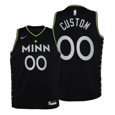 Youth Minnesota Timberwolves Custom 2020-21 City Black Jersey