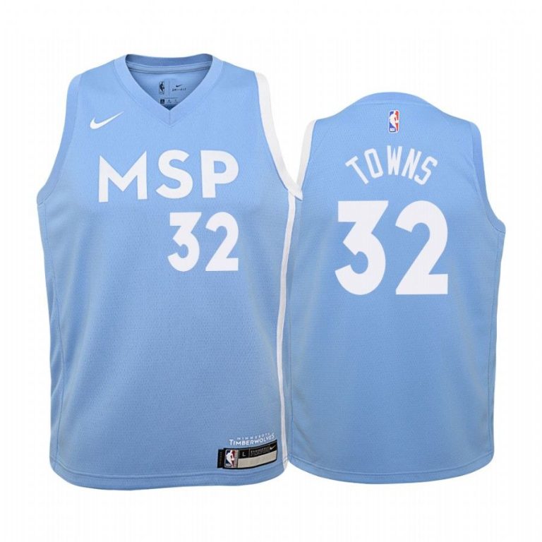 Youth Minnesota Timberwolves Karl-Anthony Towns #32 City Blue Jersey