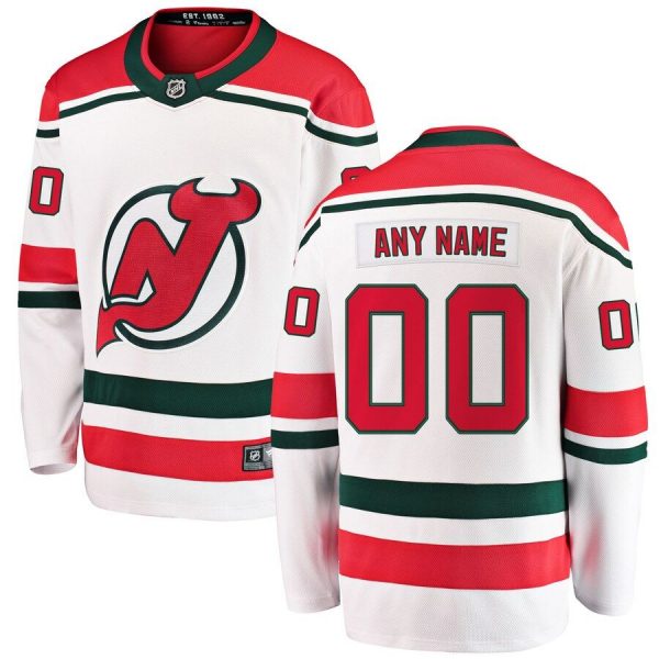 Youth New Jersey Devils White Alternate Breakaway Custom Jersey