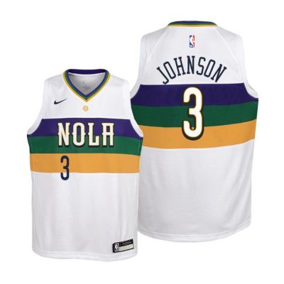 Youth New Orleans Pelicans 18-19 Stanley Johnson #3 City White Jersey