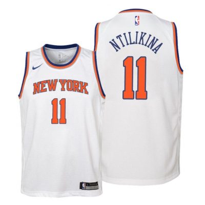 Youth New York Knicks 2017-18 Frank Ntilikina #11 Association White Jersey -