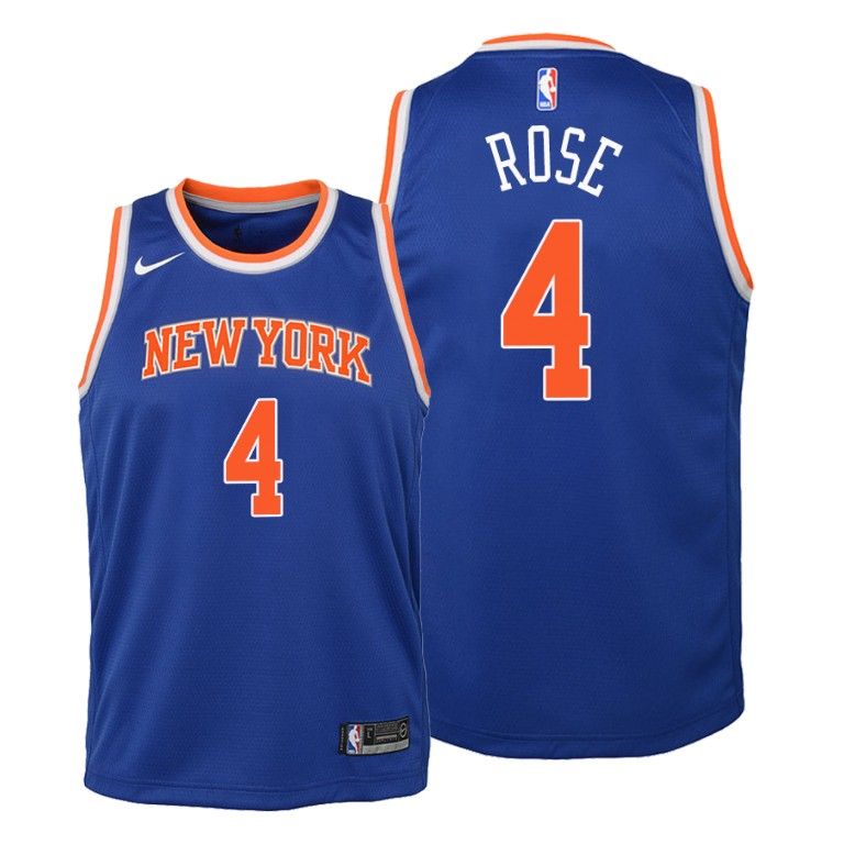 Youth New York Knicks Derrick Rose Youth 2020-21 Icon Edition Blue Jersey