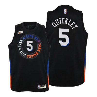 Youth New York Knicks Immanuel Quickley City Edition Black Jersey - Kids