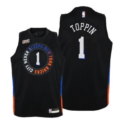 Youth New York Knicks Obi Toppin City Edition Black Jersey - Kids