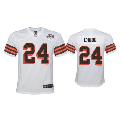 Youth Nick Chubb Cleveland Browns White 1946 Collection Alternate Game Jersey