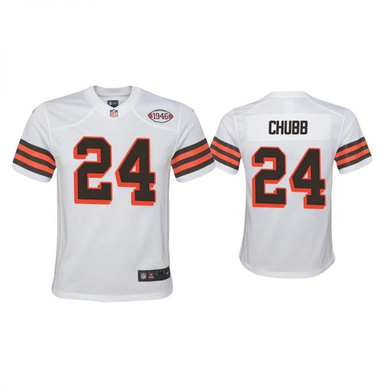 Youth Nick Chubb Cleveland Browns White 1946 Collection Alternate Game Jersey