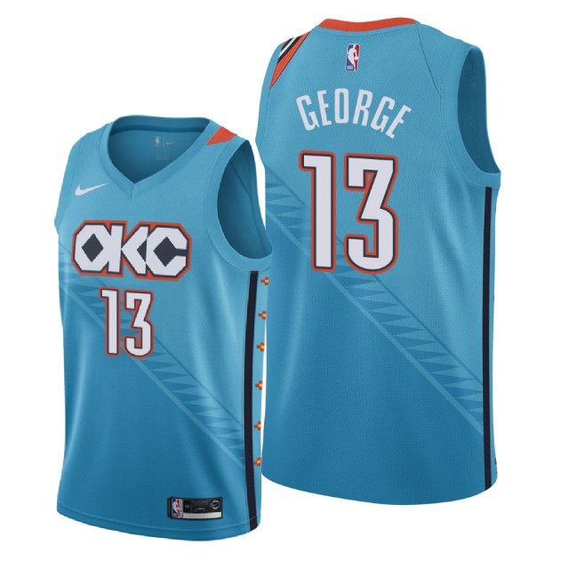 Youth Oklahoma City Thunder 2018-19 Paul George #13 City Edition Turquoise Jersey