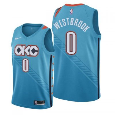 Youth Oklahoma City Thunder 2018-19 Russell Westbrook #0 City Edition Turquoise Jersey