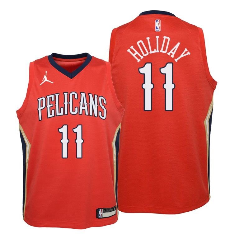 Youth Pelicans Jrue Holiday #11 Statement 2020-21 Red Jersey