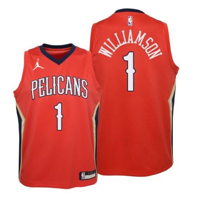 Youth Pelicans Zion Williamson #1 Statement 2020-21 Red Jersey