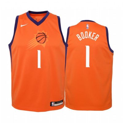 Youth Phoenix Suns 2019-20 Devin Booker #1 Statement Orange Jersey