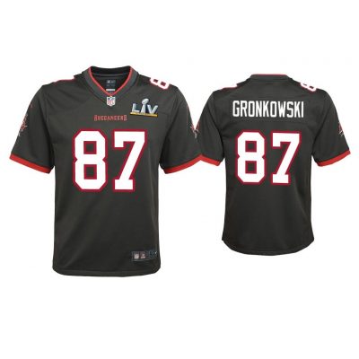 Youth Rob Gronkowski Tampa Bay Buccaneers Super Bowl LV Pewter Game Jersey