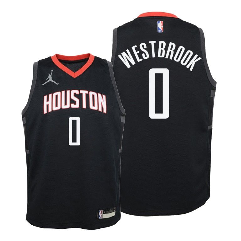 Youth Rockets Russell Westbrook #0 Statement 2020-21 Red Jersey