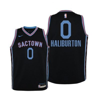 Youth Sacramento Kings Tyrese Haliburton 2020-21 City Black Jersey