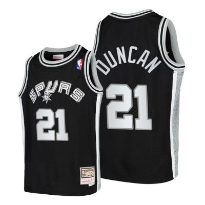 Youth San Antonio Spurs Tim Duncan Hardwood Classics Black Jersey - Kids