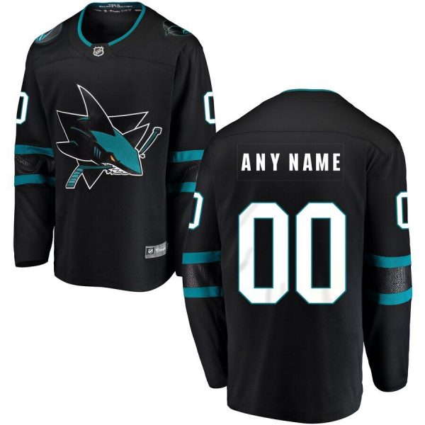 Youth San Jose Sharks Black Alternate Breakaway Custom Jersey