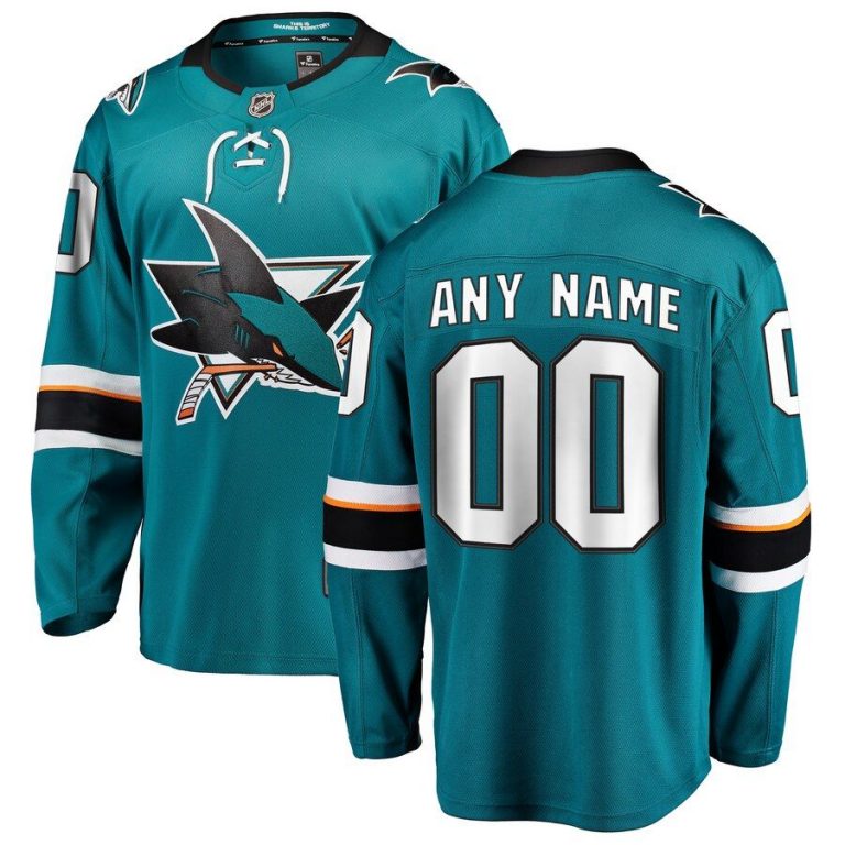 Youth San Jose Sharks Teal Home Breakaway Custom Jersey