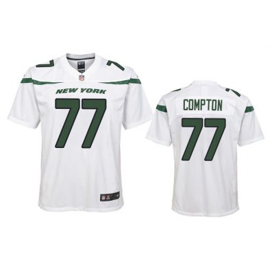 Youth Tom Compton #77 New York Jets White Game Jersey