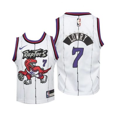 Youth Toronto Raptors Kyle Lowry #7 Hardwood Classics White Jersey -