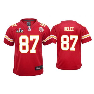 Youth Travis Kelce Kansas City Chiefs Super Bowl LV Red Game Jersey