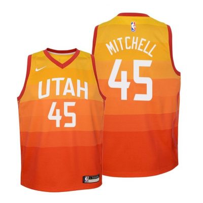 Youth Utah Jazz Donovan Mitchell 2020-21 City Edition Orange Jersey
