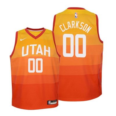 Youth Utah Jazz Jordan Clarkson 2020-21 City Edition Orange Jersey