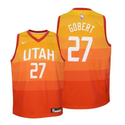 Youth Utah Jazz Rudy Gobert 2020-21 City Edition Orange Jersey