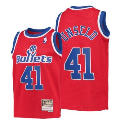 Youth Washington Bullets Wes Unseld Kids Throwback Red Jersey