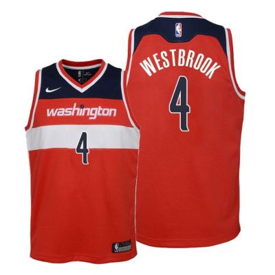 Youth Wizards Russell Westbrook #4 Icon 2020-21 Red Jersey