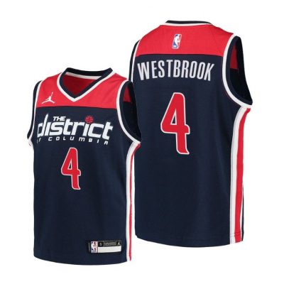 Youth Wizards Russell Westbrook #4 Statement 2020-21 Navy Jersey