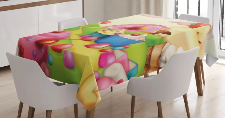 Yummy Donuts Land 3D Printed Tablecloth Table Decor Home Decor