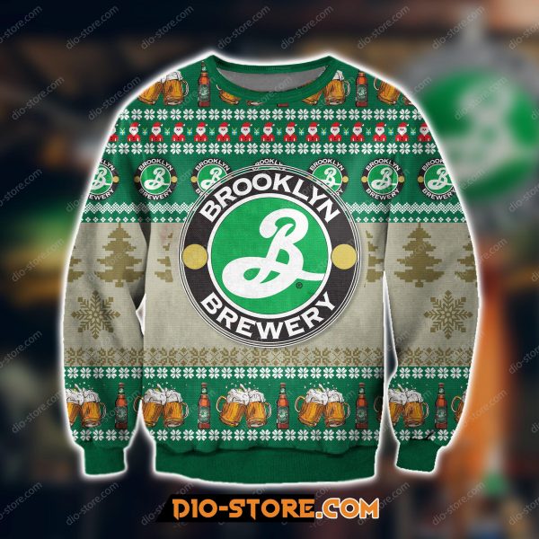 3D All Over Print Knitting Pattern Brooklyn Brewery Ugly Christmas Sweatshirt