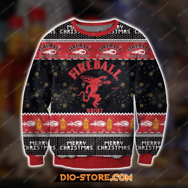 3D All Over Print Knitting Pattern Fireball Cinnamon Ugly Christmas Sweatshirt