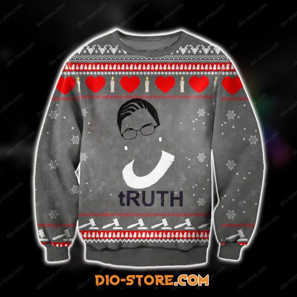 3D All Over Print Knitting Pattern Ruth Bader Ginsburg Ugly Christmas Sweatshirt