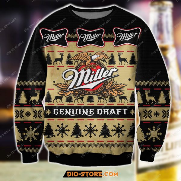 3D All Over Print Miller Genuine Draft Beer Ugly Christmas Sweatshirt