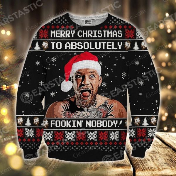 3D All Over Printed Conor Mcgregor Merry Christmas To Absolutely Fookin? Nobody Sweatshirt