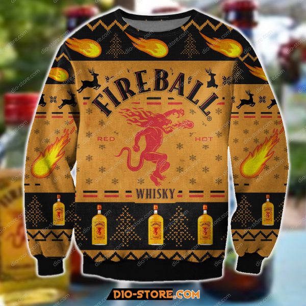 3D All Over Printed Fireball Cinnamon Ugly Christmas Sweatshirt 1