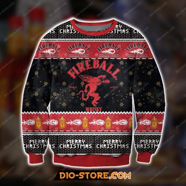 3D All Over Printed Fireball Cinnamon Ugly Christmas Sweatshirt