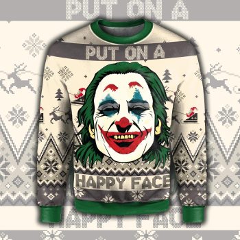 3D All Over Printed Joker Put On A Happy Face Christmas Sweatshirt