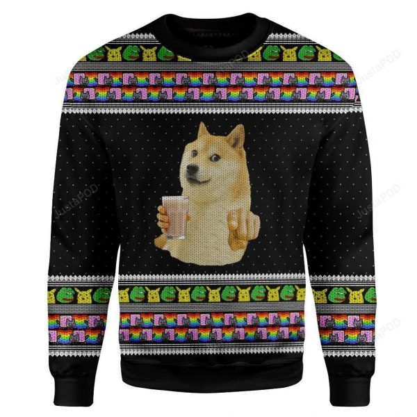 3D Choccy Milk Meme Doge Sweater Sweatshirt  Ugly Christmas Sweater Xmas Gift - Colins Store