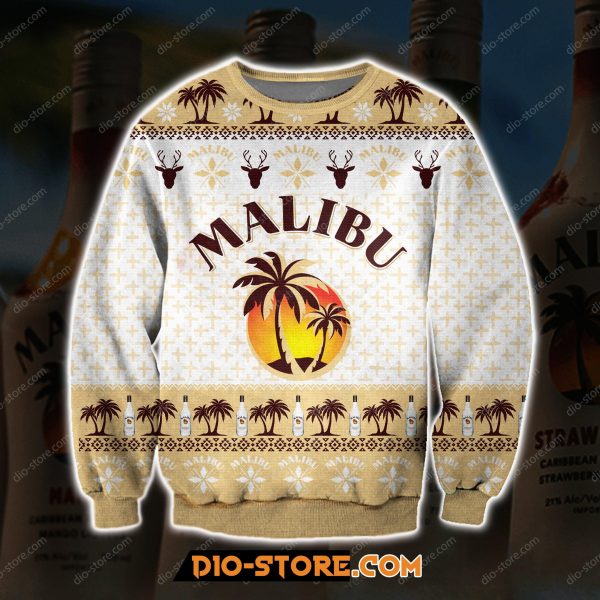 3D Print Knitting Pattern Malibu Rum Ugly Christmas Sweatshirt