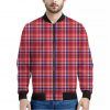 4th of July American Plaid Print Bomber Jacket