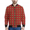 8-Bit Pixel Christmas Tree Pattern Print Bomber Jacket