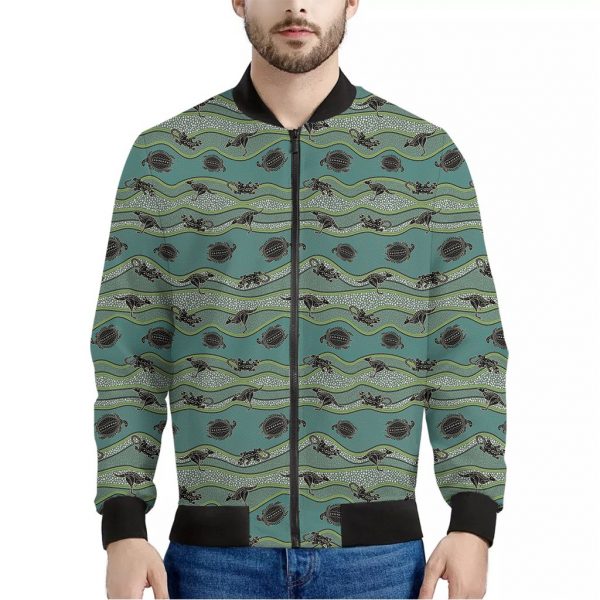 Aboriginal Animals Pattern Print Bomber Jacket