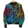 Abstract Colorful Galaxy Space Print Bomber Jacket