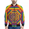 Abstract Rainbow LGBT Stripes Print Bomber Jacket