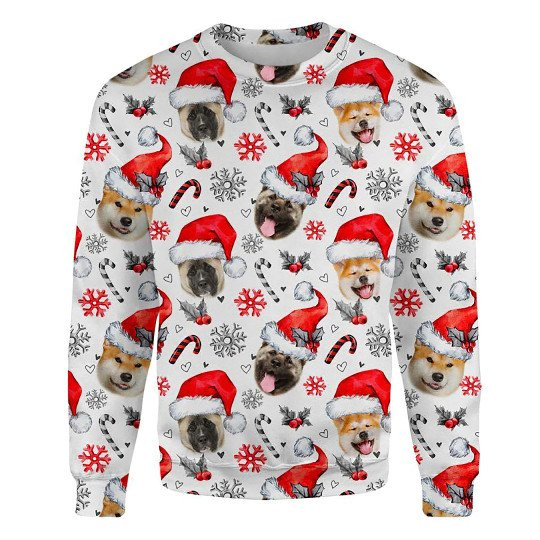 Akita Xmas Decor Ugly Christmas Sweatshirt Animal Dog Cat Sweater Unisex